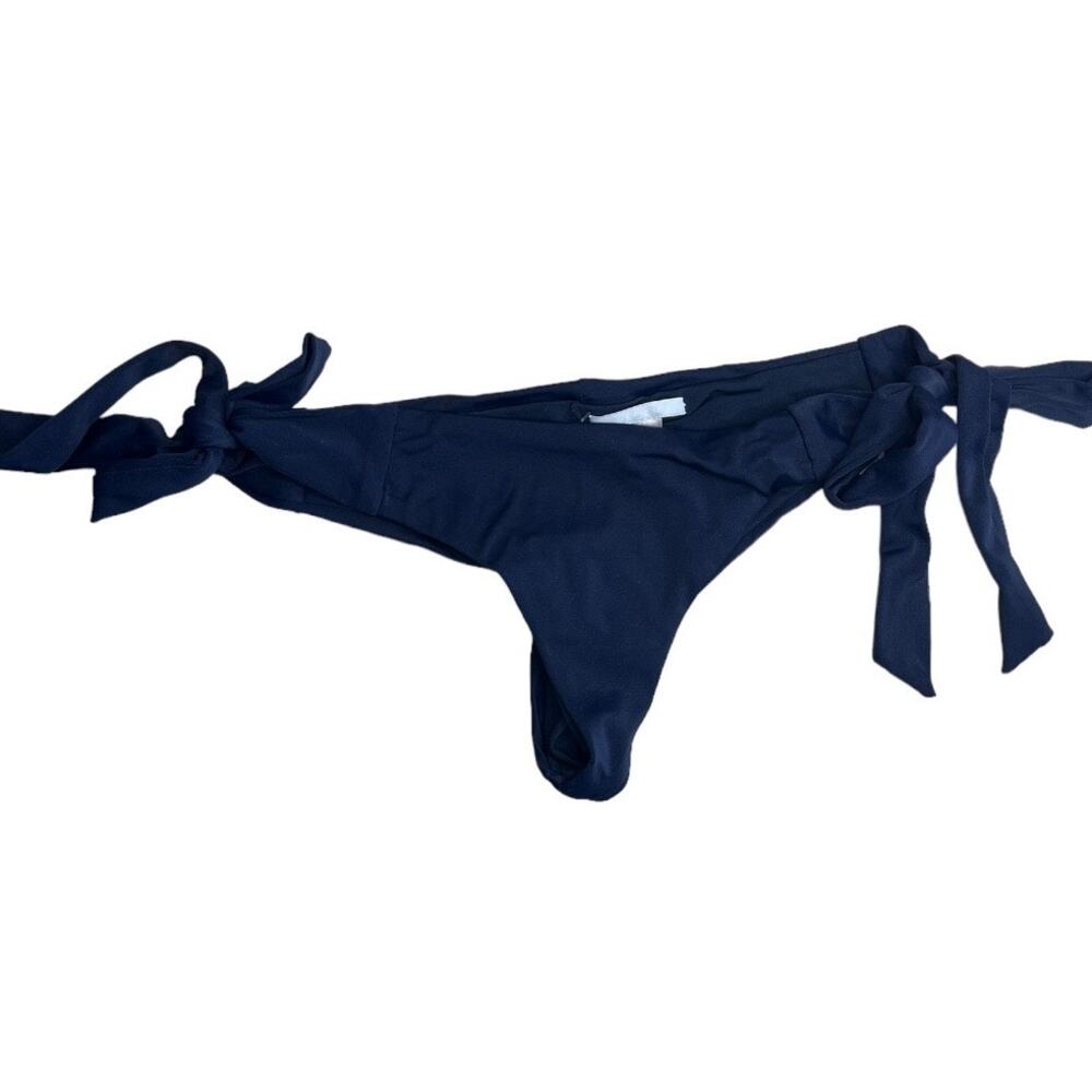 Eberjey tie waist cheeky brazil bikini bottom So Solid Lottie Dark blue Sm NWT
